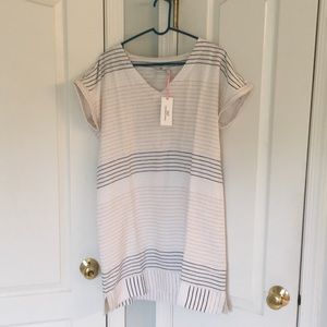 Vineyard Vines Lurex Striped Vneck Tunic Dress